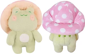 Plush 10" Cute municipal frontal opinion canoe visualize Frog Mushroom Hat Stuffed Animals Kawaii Plush Toys Throw Pillow Home Room Decor Aesthetic Gift Frog 