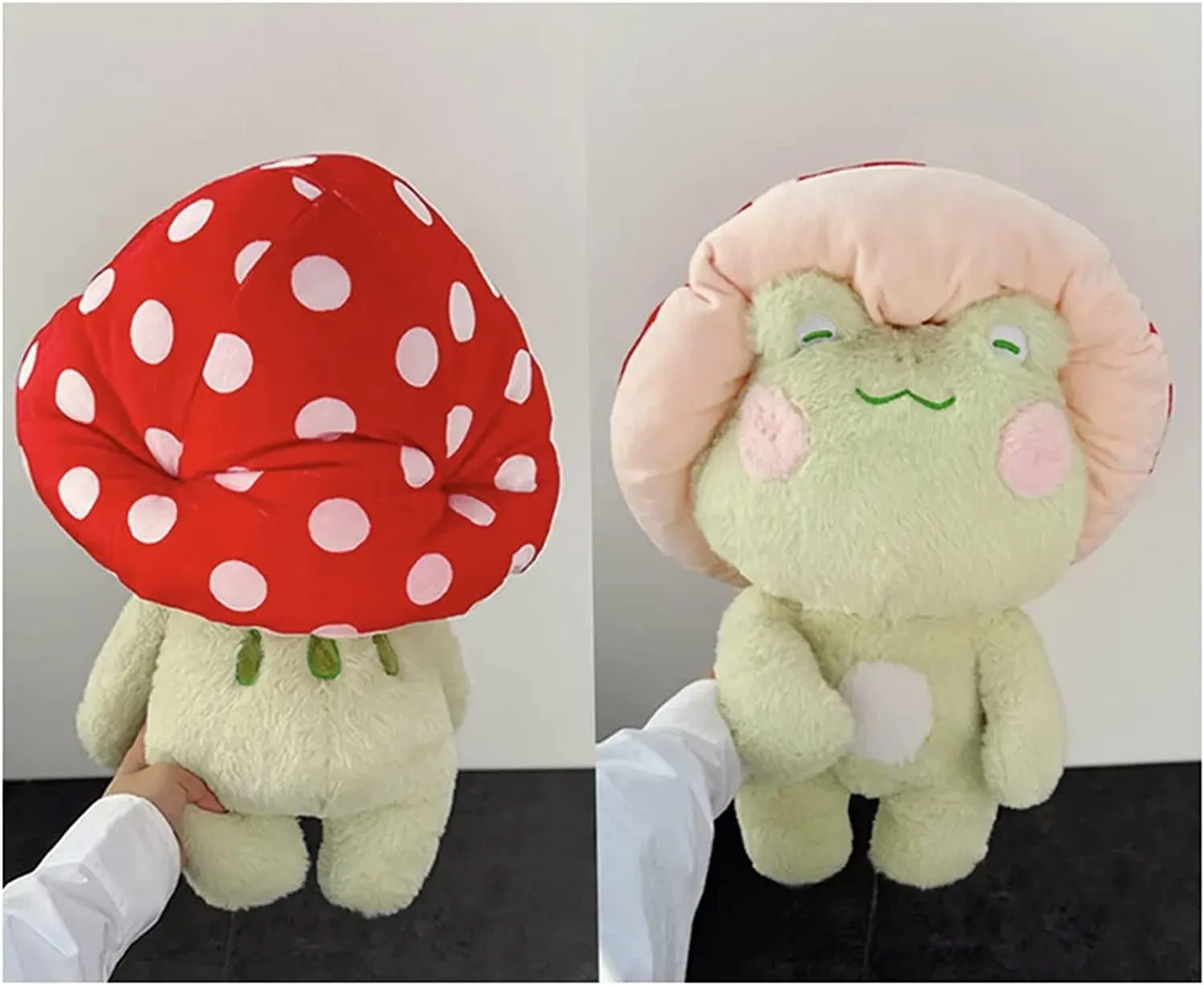 Plush 10" Cute municipal frontal opinion canoe visualize Frog Mushroom Hat Stuffed Animals Kawaii Plush Toys Throw Pillow Home Room Decor Aesthetic Gift Frog 