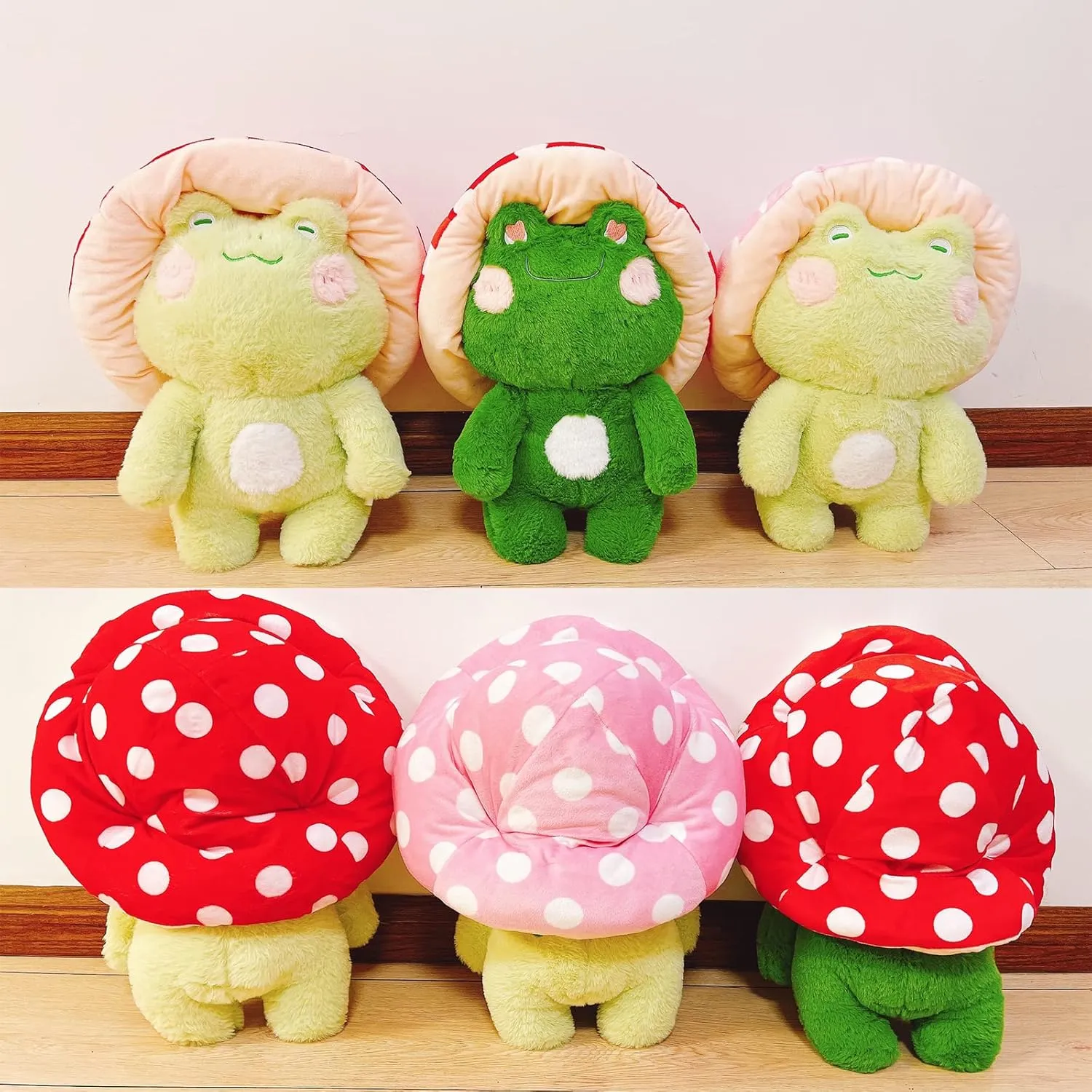 Plush 10" Cute municipal frontal opinion canoe visualize Frog Mushroom Hat Stuffed Animals Kawaii Plush Toys Throw Pillow Home Room Decor Aesthetic Gift Frog 