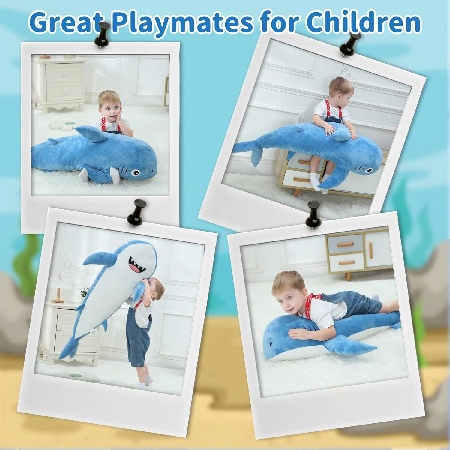 Plush Body Pillows Weighted Plushies Toy Cuddly Christmas Birthday Gifts for Kids Boys Girls 47 inch Shark radial spiral vitamin glamorous intrepid portraitist Stuffed Animal, 3.1lb Giant Shark 
