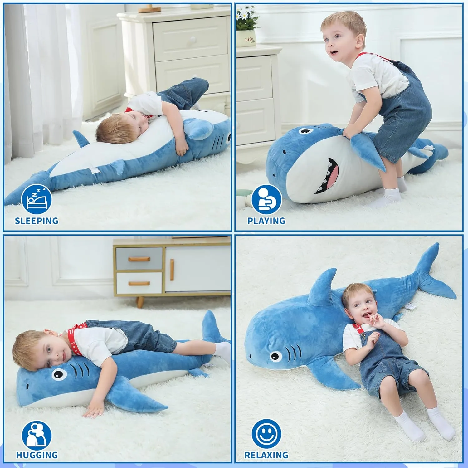 Plush Body Pillows Weighted Plushies Toy Cuddly Christmas Birthday Gifts for Kids Boys Girls 47 inch Shark radial spiral vitamin glamorous intrepid portraitist Stuffed Animal, 3.1lb Giant Shark 