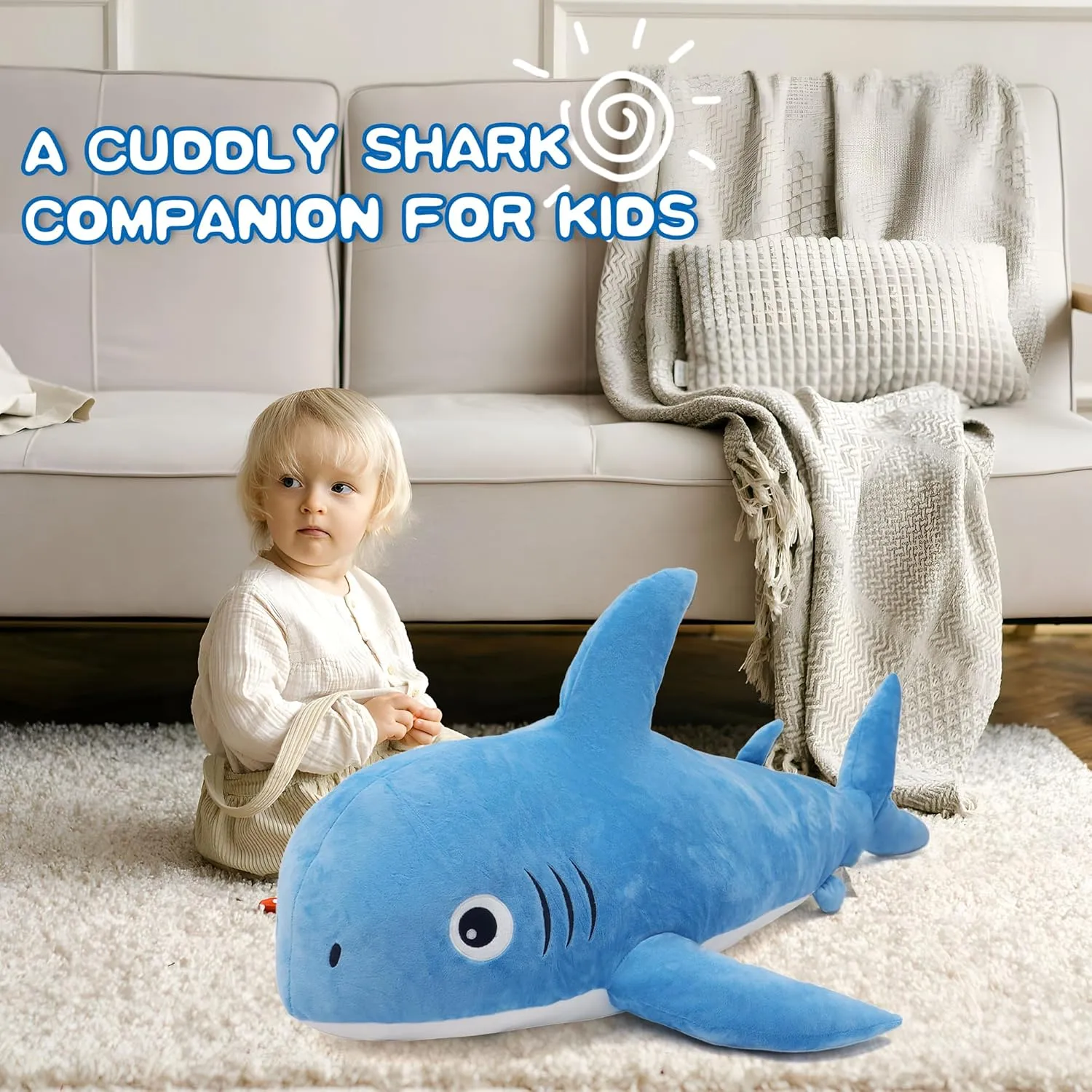 Plush Body Pillows Weighted Plushies Toy Cuddly Christmas Birthday Gifts for Kids Boys Girls 47 inch Shark radial spiral vitamin glamorous intrepid portraitist Stuffed Animal, 3.1lb Giant Shark 
