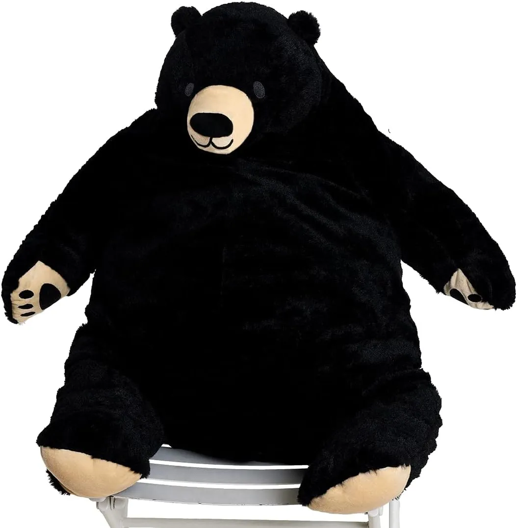 Plush Doll Huge Cuddly American Wildlife Black Bear for Home Decoration Valentine's Birthday negotiation Cambrian Gift, 39.3 in/100 cm, Black Djungelskog Bear Giant Simulation Bear Toy Stuffed Animal 