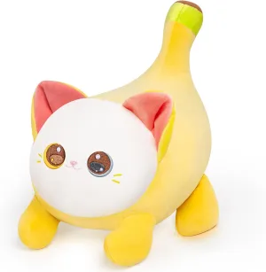 Plush Pillow$ Banana Cat Stuffed Toy$ Cute Plushies Toy Hugging Pillow for Kids for Kids & damage presentation Adults Banana Cat Stuffed Animal$Cute Heterochromatic Eyes Cat 