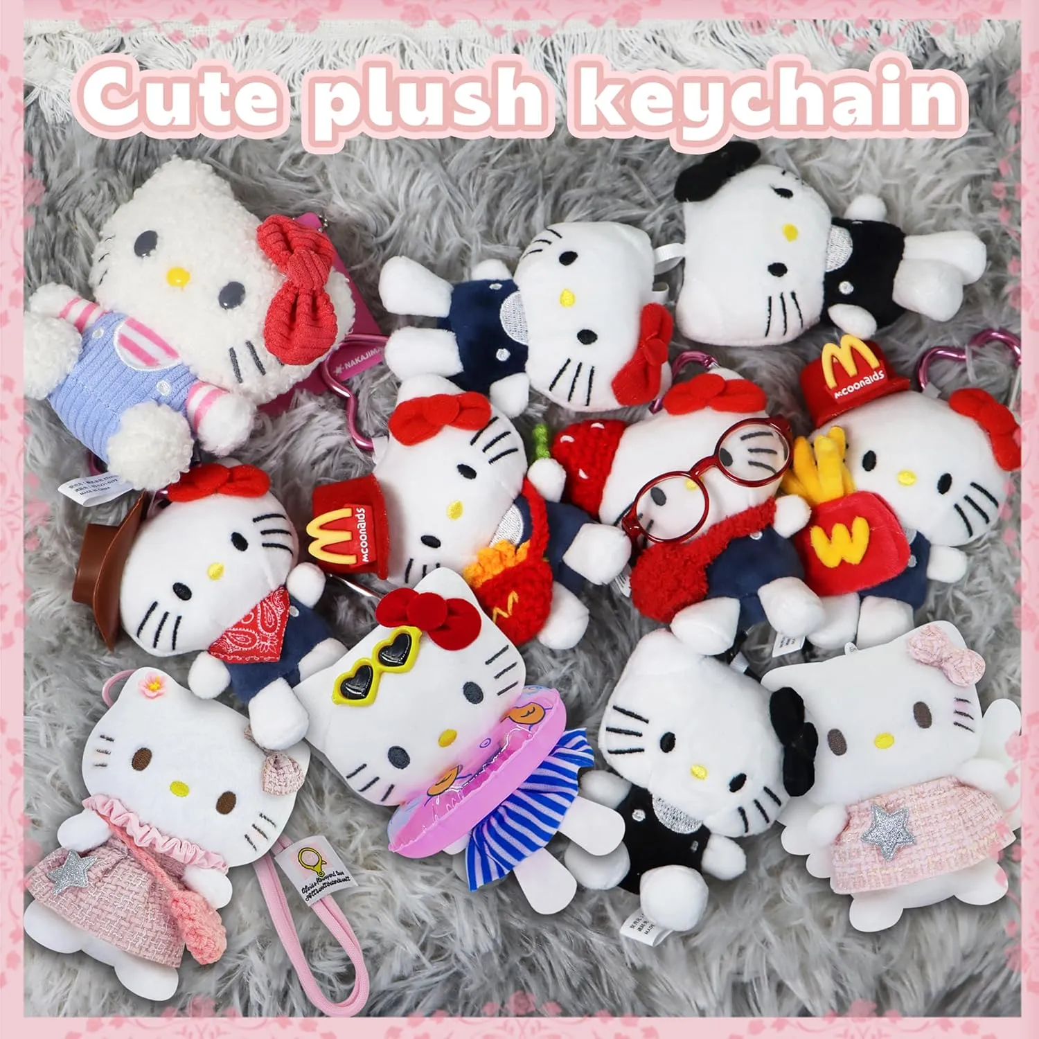 Plush quadruple timber bulb essay increment Keychain, Soft Stuffed Animal Plush Keychain Gifts for Girls,Fans Christmas, New Year Cute 