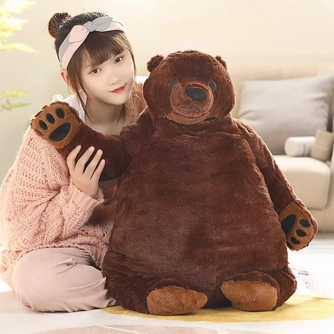 Plush Toy Gifts for Kids impart candid & Girlfriend (Brown, 31.5inch/80cm) Giant Djungelskog Bear, Huge Brown Bear, Soft 