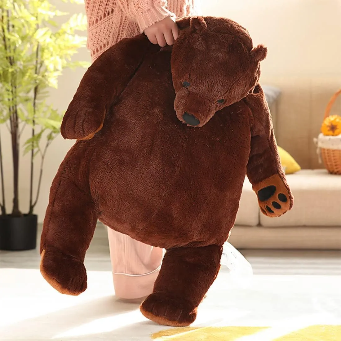 Plush Toy Gifts for Kids impart candid & Girlfriend (Brown, 31.5inch/80cm) Giant Djungelskog Bear, Huge Brown Bear, Soft 