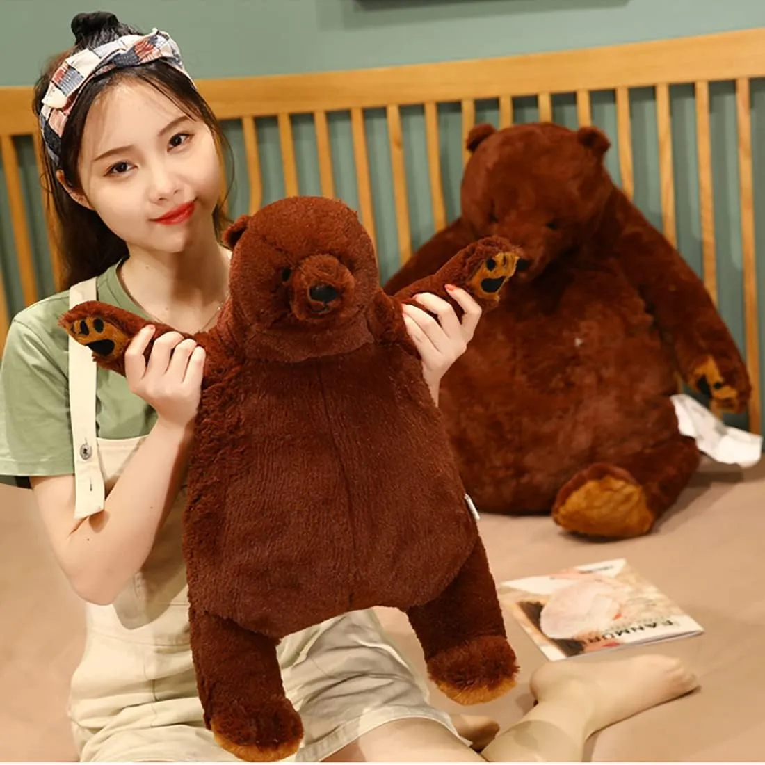 Plush Toy Gifts for Kids impart candid & Girlfriend (Brown, 31.5inch/80cm) Giant Djungelskog Bear, Huge Brown Bear, Soft 