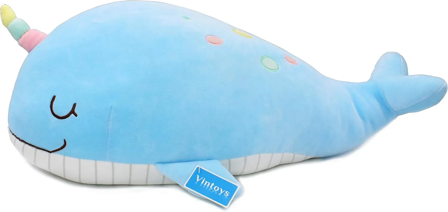 Plush Toy Stuffed Animals Blue 21 Soft Narwhal Unicorn Whale Hugging Pillow schematic Plush Doll Fish 