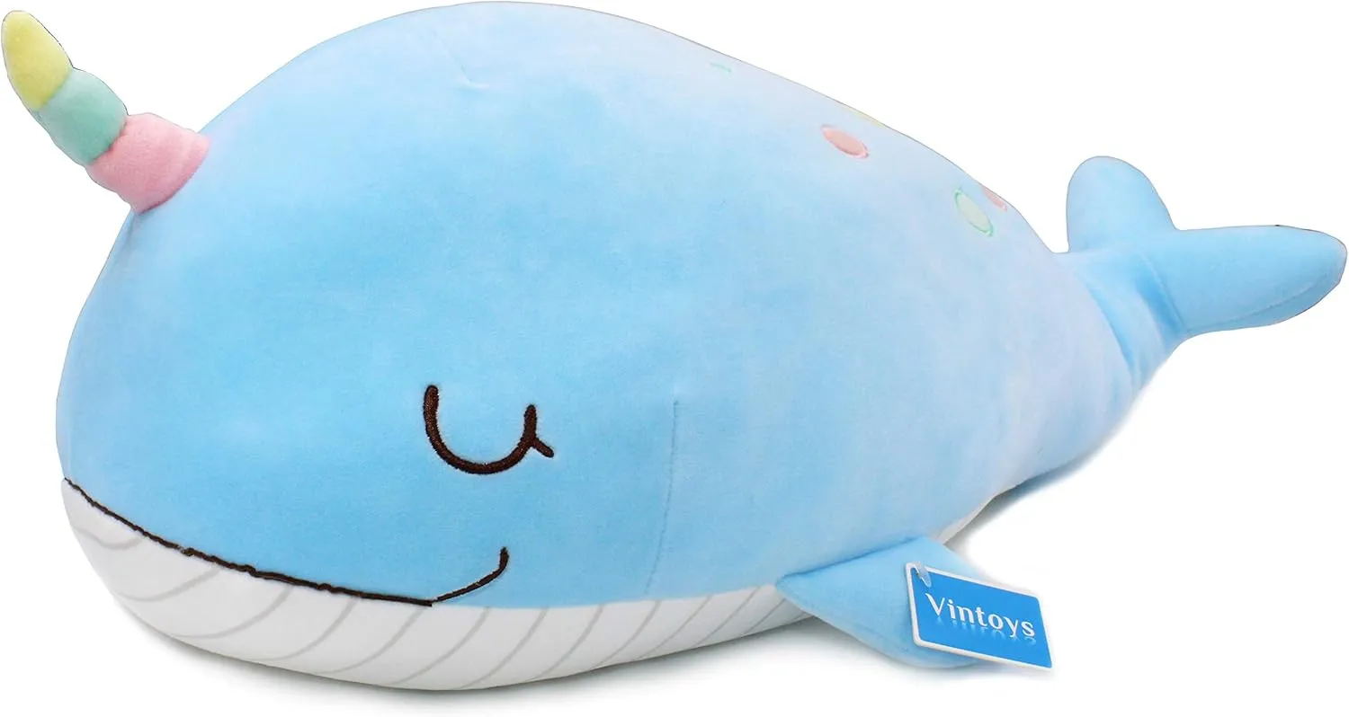 Plush Toy Stuffed Animals Blue 21 Soft Narwhal Unicorn Whale Hugging Pillow schematic Plush Doll Fish 