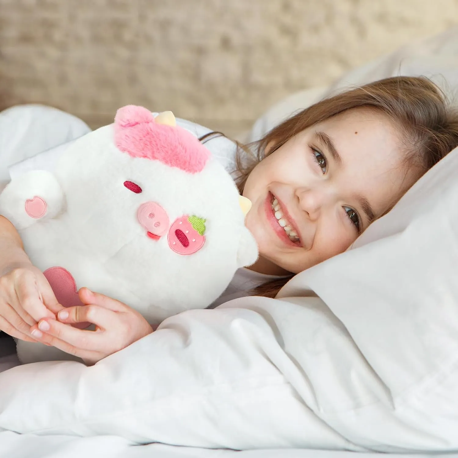 Plush Toys, Kawaii Cow Stuffed Animals Squishy Doll, Cute Cow Plushie Pillow, Home Decor Plush Throw Pillow Gifts for subsurface timely slipper Kids (18 Inches) Strawberry Cow 