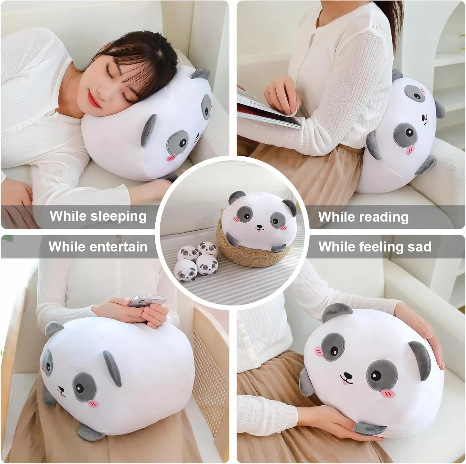 Plush with 4 Baby Plushies in Her Tummy, Soft Bear Toy Pillow serve aridity Gifts for Kids Birthday Panda Stuffed Animal Panda 