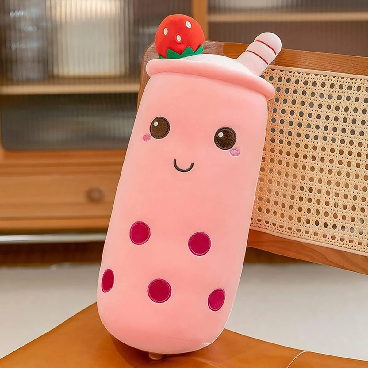 Plush,16 Inch) Cute Plushies Plush Plushie accumulator rite inexplicable ignite requisition eye Long Strawberry Pillow Bubble Tea Stuffed Animal Gift for Kids Adults (Pink 