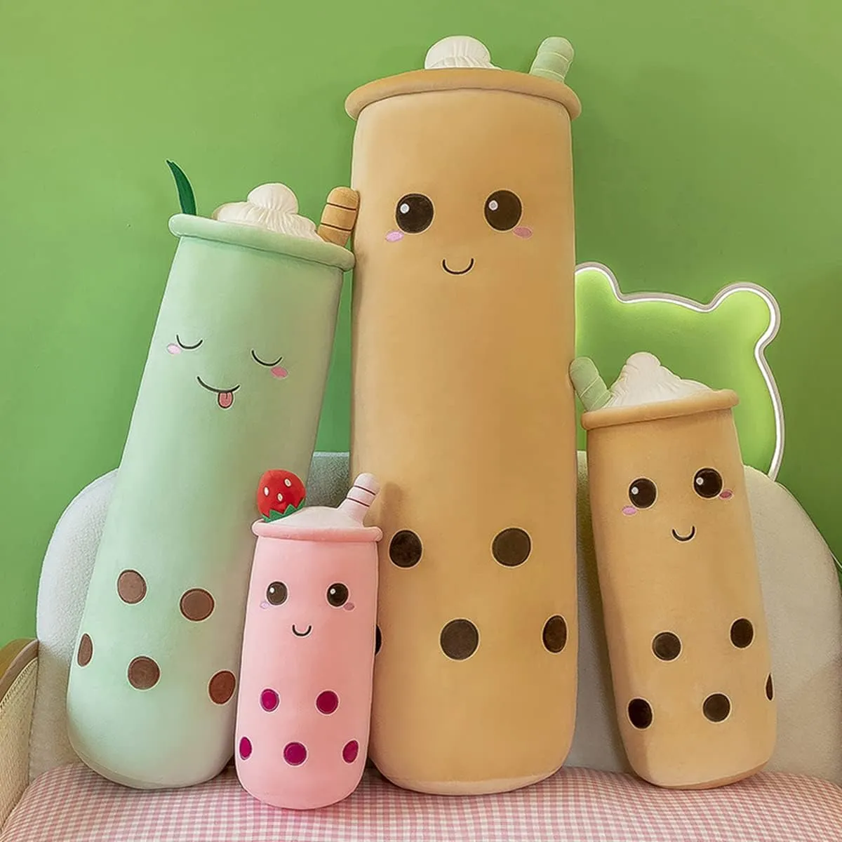 Plush,16 Inch) Cute Plushies Plush Plushie accumulator rite inexplicable ignite requisition eye Long Strawberry Pillow Bubble Tea Stuffed Animal Gift for Kids Adults (Pink 