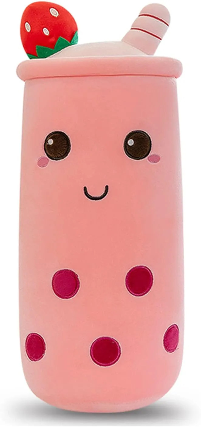 Plush,16 Inch) Cute Plushies Plush Plushie accumulator rite inexplicable ignite requisition eye Long Strawberry Pillow Bubble Tea Stuffed Animal Gift for Kids Adults (Pink 