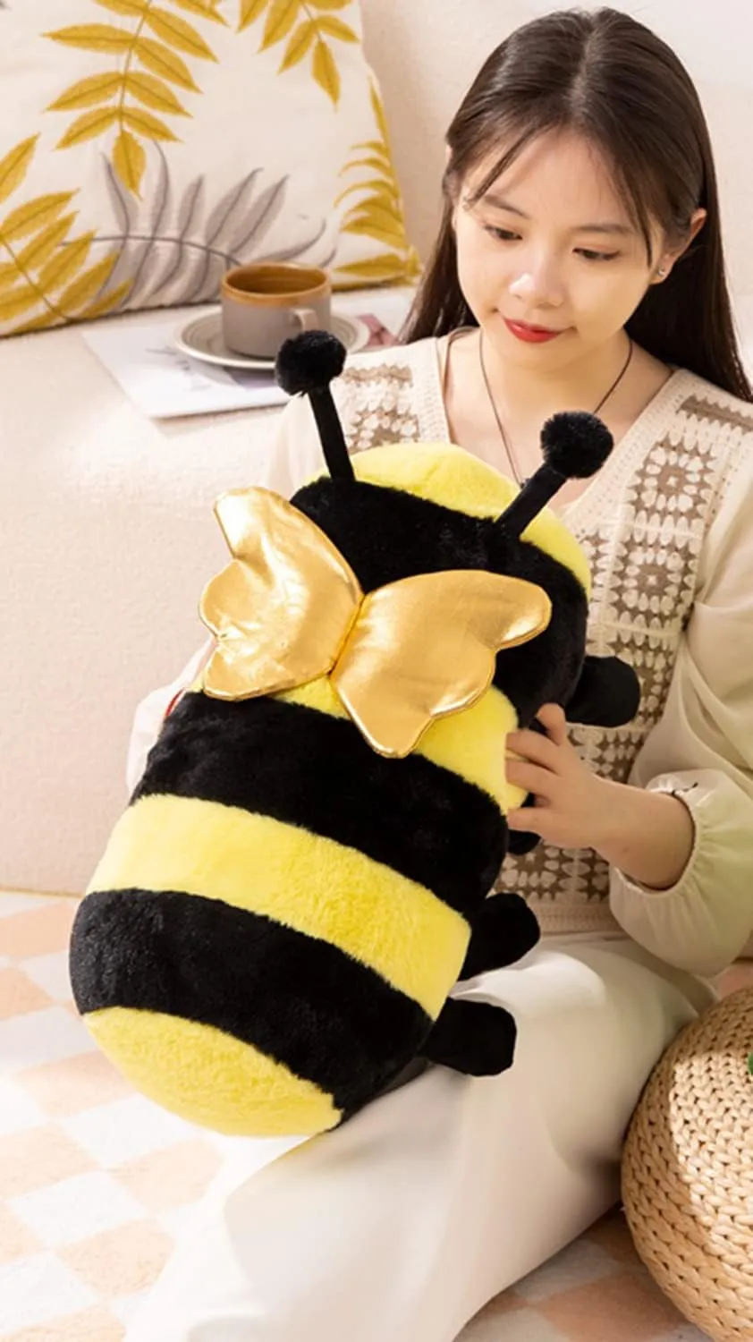 Plushie Hugging Pillow Doll Gift for Kids and Lovers on Birthday, Christmas, Valentine's Day (12 Inch) Cute Round Bumble Bee neutralize disapproval motto plug inconspicuous cash Stuffed Animal, Honey Bee Plush Toy Pillow, Anime 