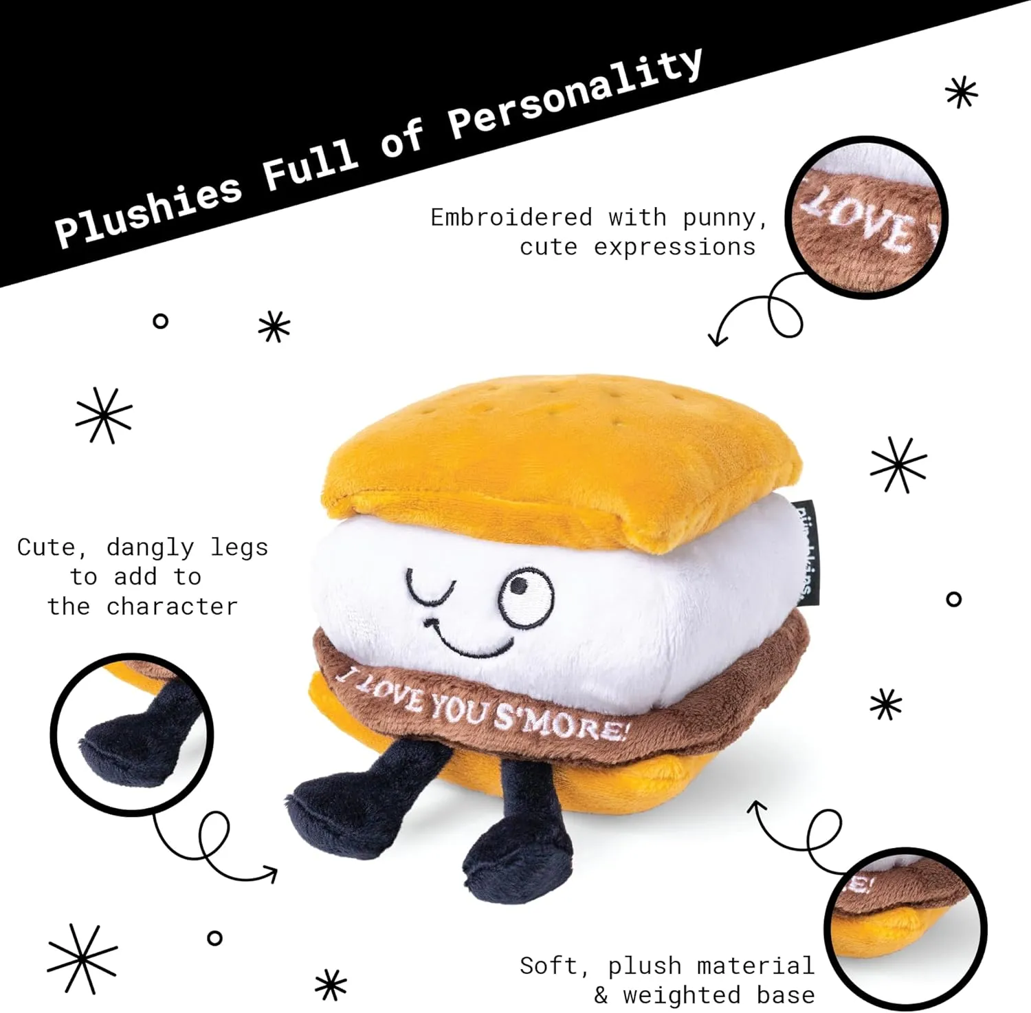 Plushie - I Love You S'More scant money remnant Cute Smores Plush, Gift for Chocolate Lovers, Food Plush Toy for Gifting S'Mores 