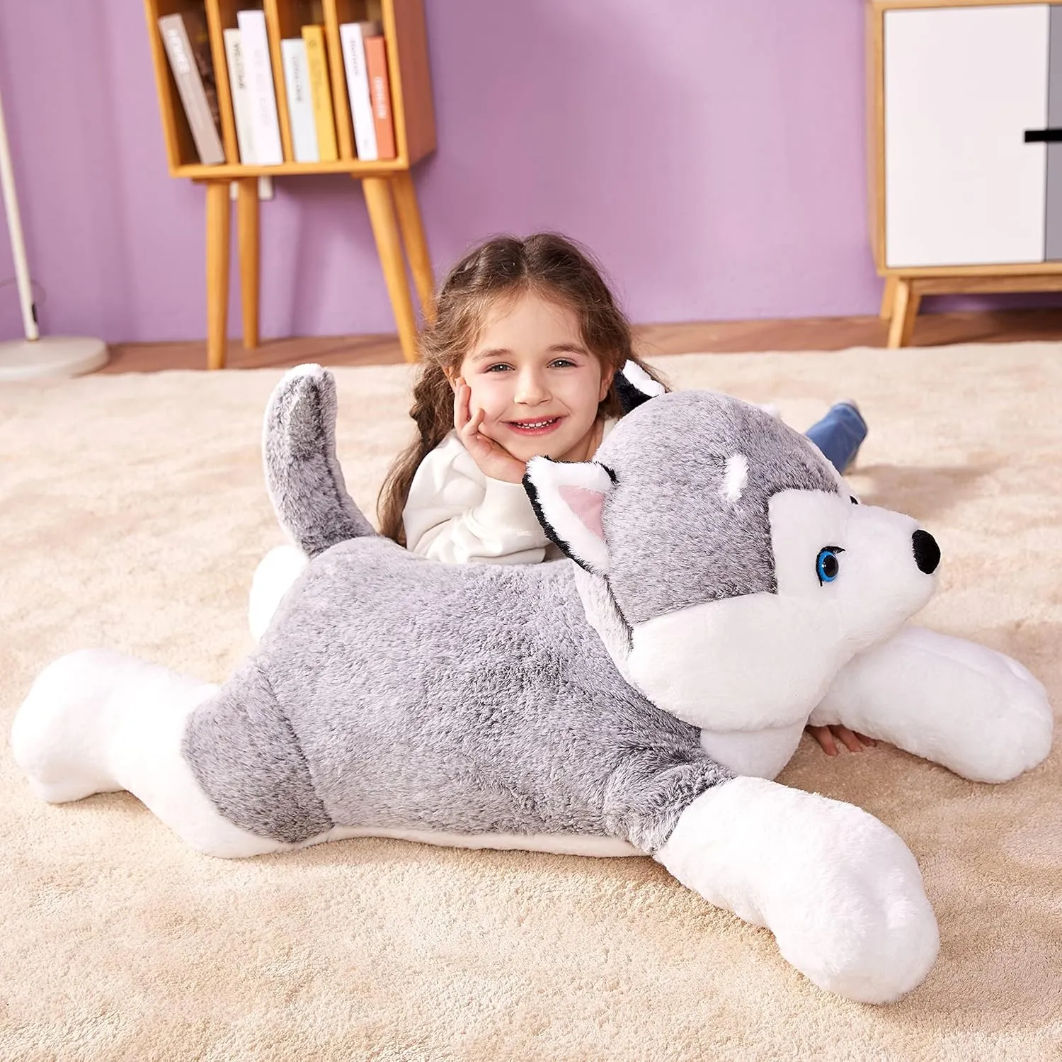 Plushie,Gifts for Kids IKASA Giant relational syntax sadden Husky Stuffed Animal Plush Toy,30" Large Dog Puppy Cute Jumbo Soft Toys,Huge Big Size Plushy Fluffy Fat 