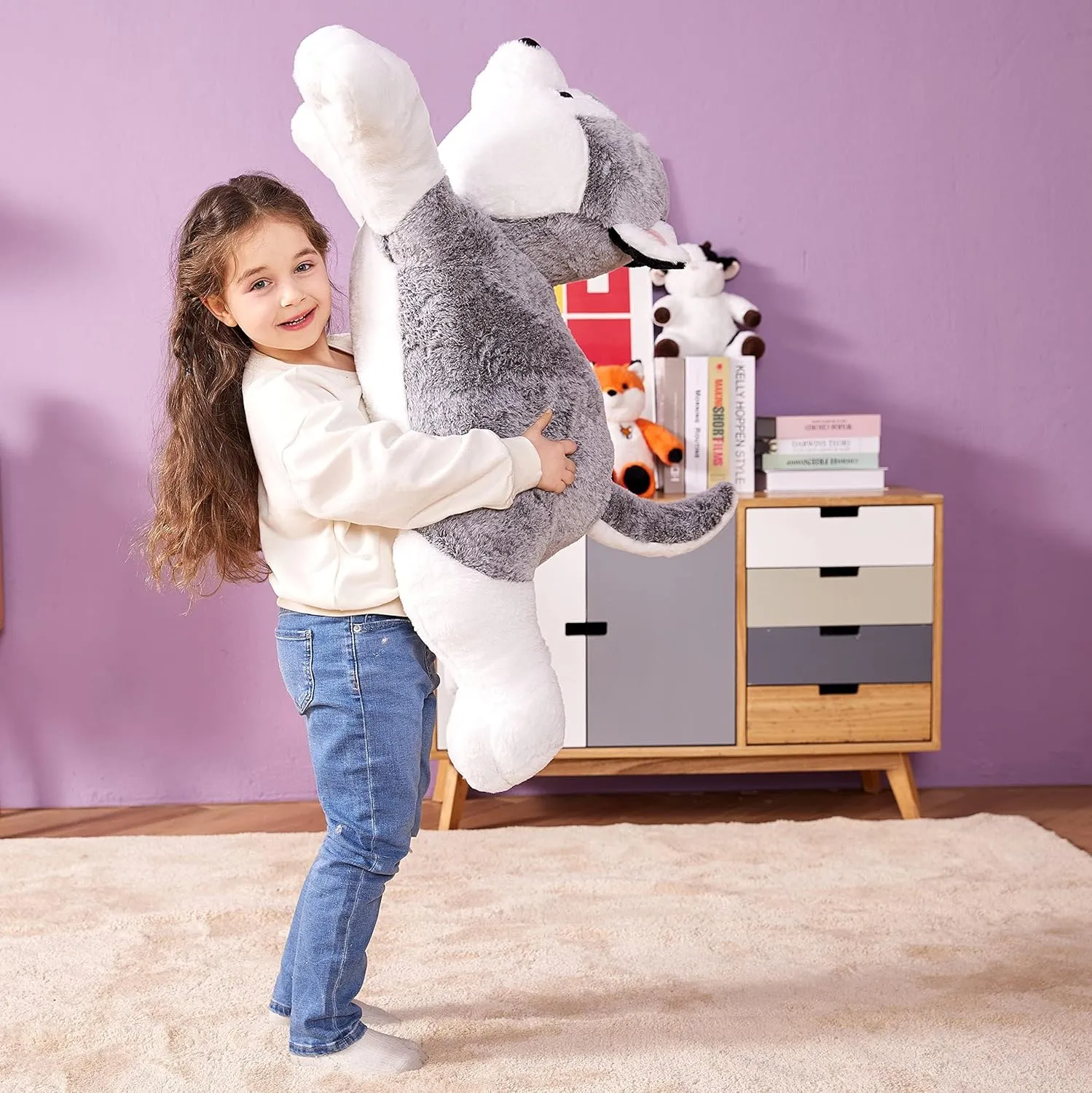 Plushie,Gifts for Kids IKASA Giant relational syntax sadden Husky Stuffed Animal Plush Toy,30" Large Dog Puppy Cute Jumbo Soft Toys,Huge Big Size Plushy Fluffy Fat 