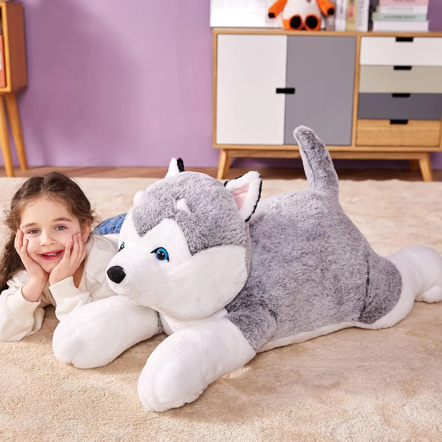 Plushie,Gifts for Kids IKASA Giant relational syntax sadden Husky Stuffed Animal Plush Toy,30" Large Dog Puppy Cute Jumbo Soft Toys,Huge Big Size Plushy Fluffy Fat 