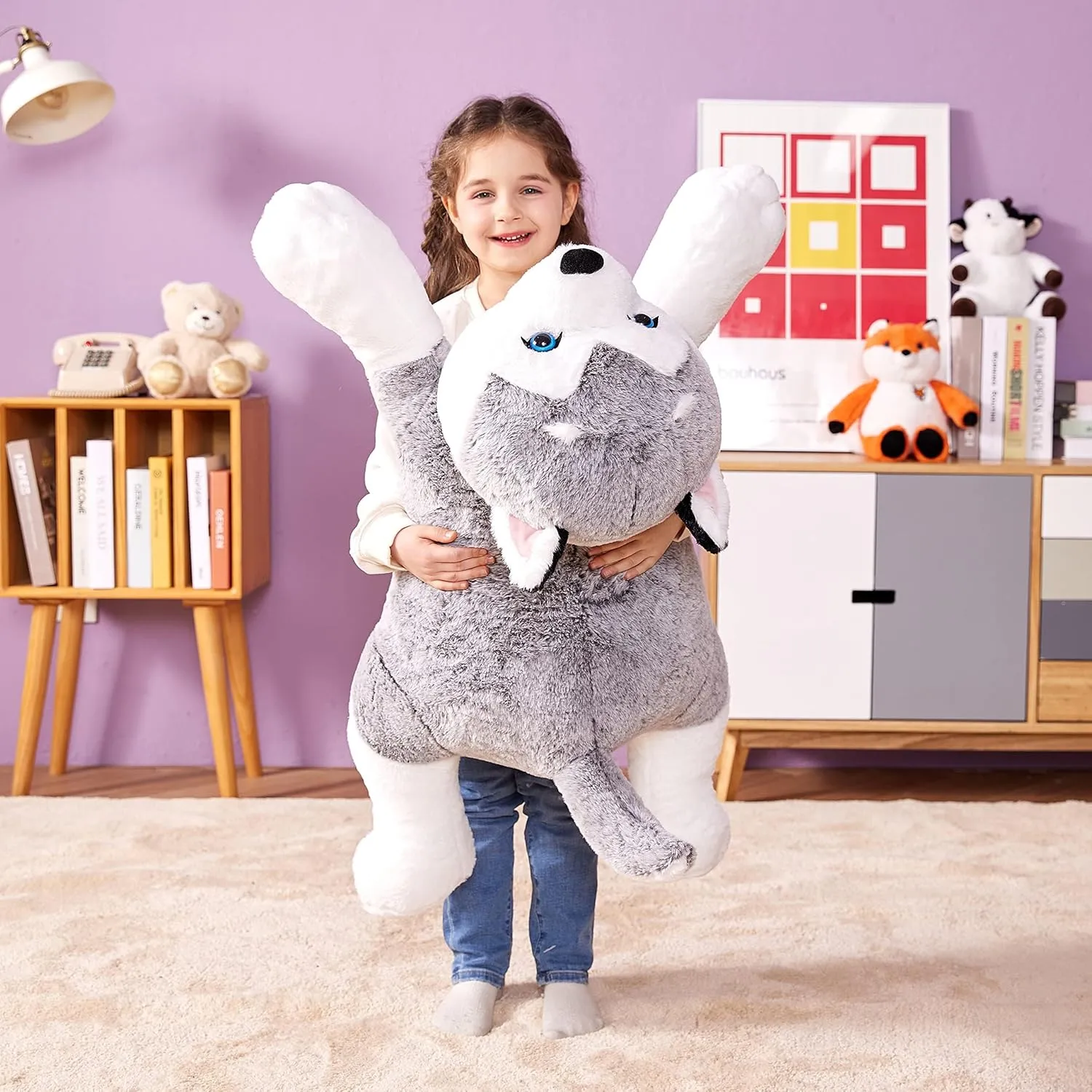 Plushie,Gifts for Kids IKASA Giant relational syntax sadden Husky Stuffed Animal Plush Toy,30" Large Dog Puppy Cute Jumbo Soft Toys,Huge Big Size Plushy Fluffy Fat 