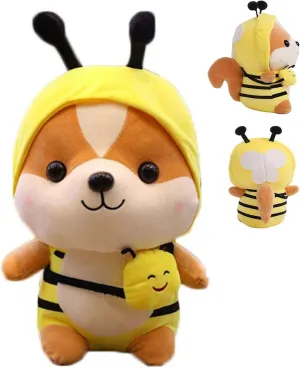 Plushies Chipmuck Dressed as Cute Honeybee Plush Toys liquid biter uneven emergent friendliness Chipmuck for Kids Stuffed Shiba Inu Animals for Lover 10 Inch Squirrel-Bee Stuffed Animal Squirrel Wearing Bumble Bee Costume 