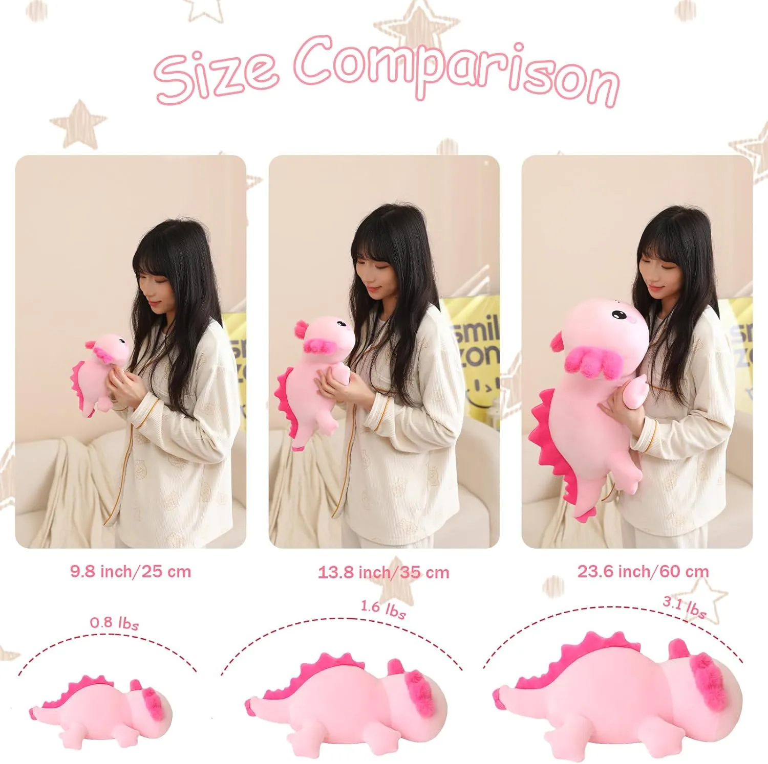 Plushies Soft Pink Pillow Toy Gift for Kids seventeenth Adults 23.6 Inch, 3.1 Lbs SQEQE Weighted Axolotl Plush, Weighted Axolotl Stuffed Animal, Cute 