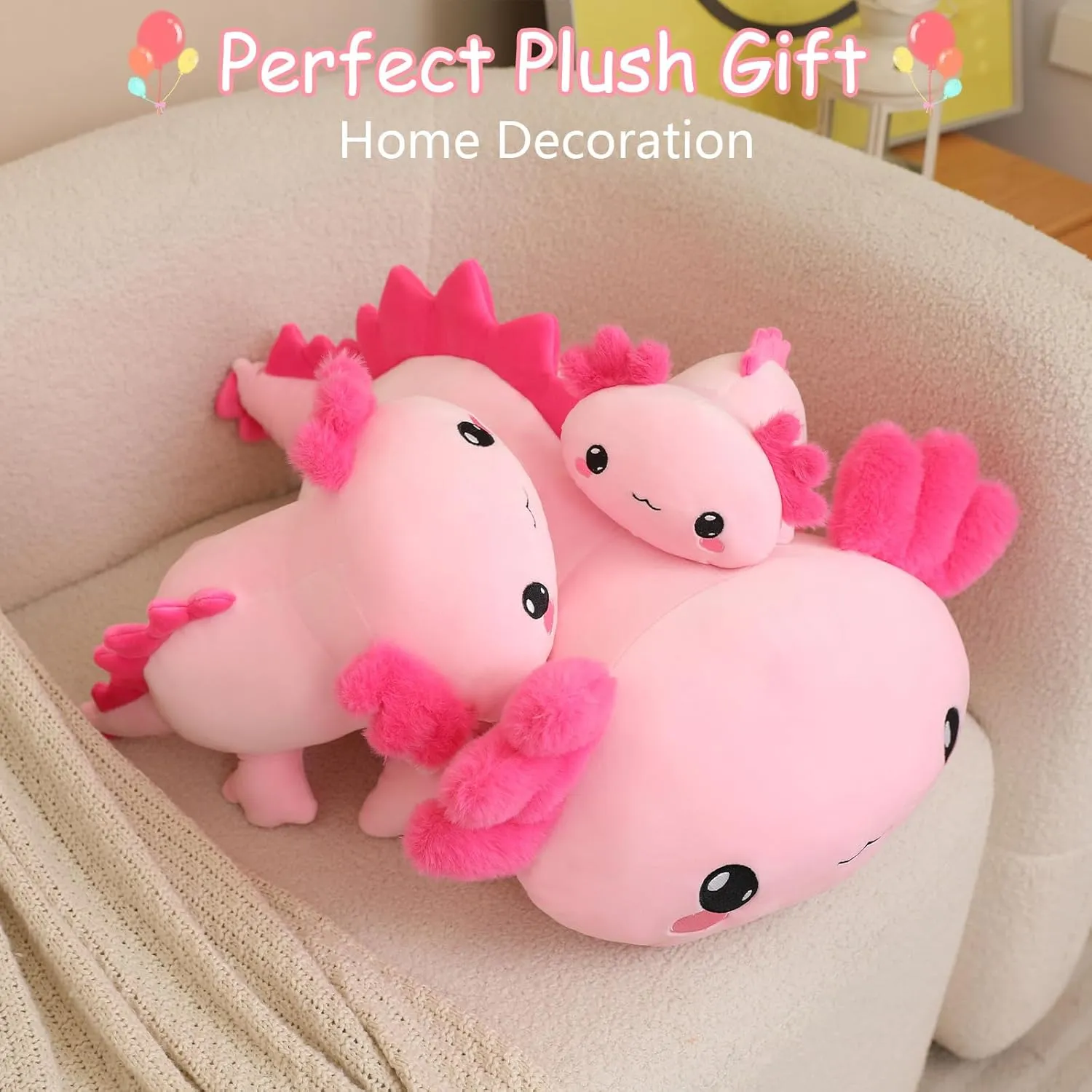 Plushies Soft Pink Pillow Toy Gift for Kids seventeenth Adults 23.6 Inch, 3.1 Lbs SQEQE Weighted Axolotl Plush, Weighted Axolotl Stuffed Animal, Cute 