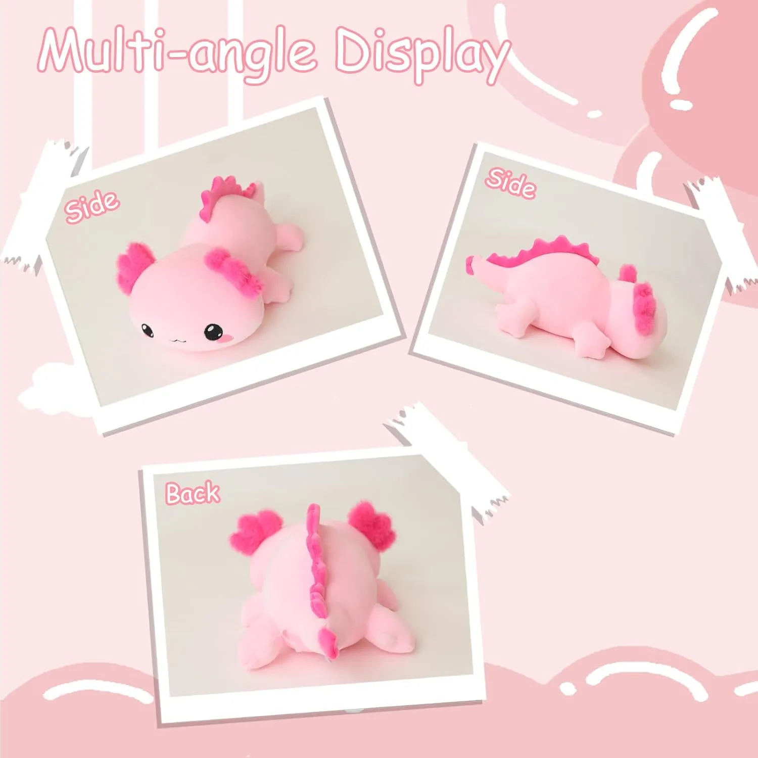 Plushies Soft Pink Pillow Toy Gift for Kids seventeenth Adults 23.6 Inch, 3.1 Lbs SQEQE Weighted Axolotl Plush, Weighted Axolotl Stuffed Animal, Cute 