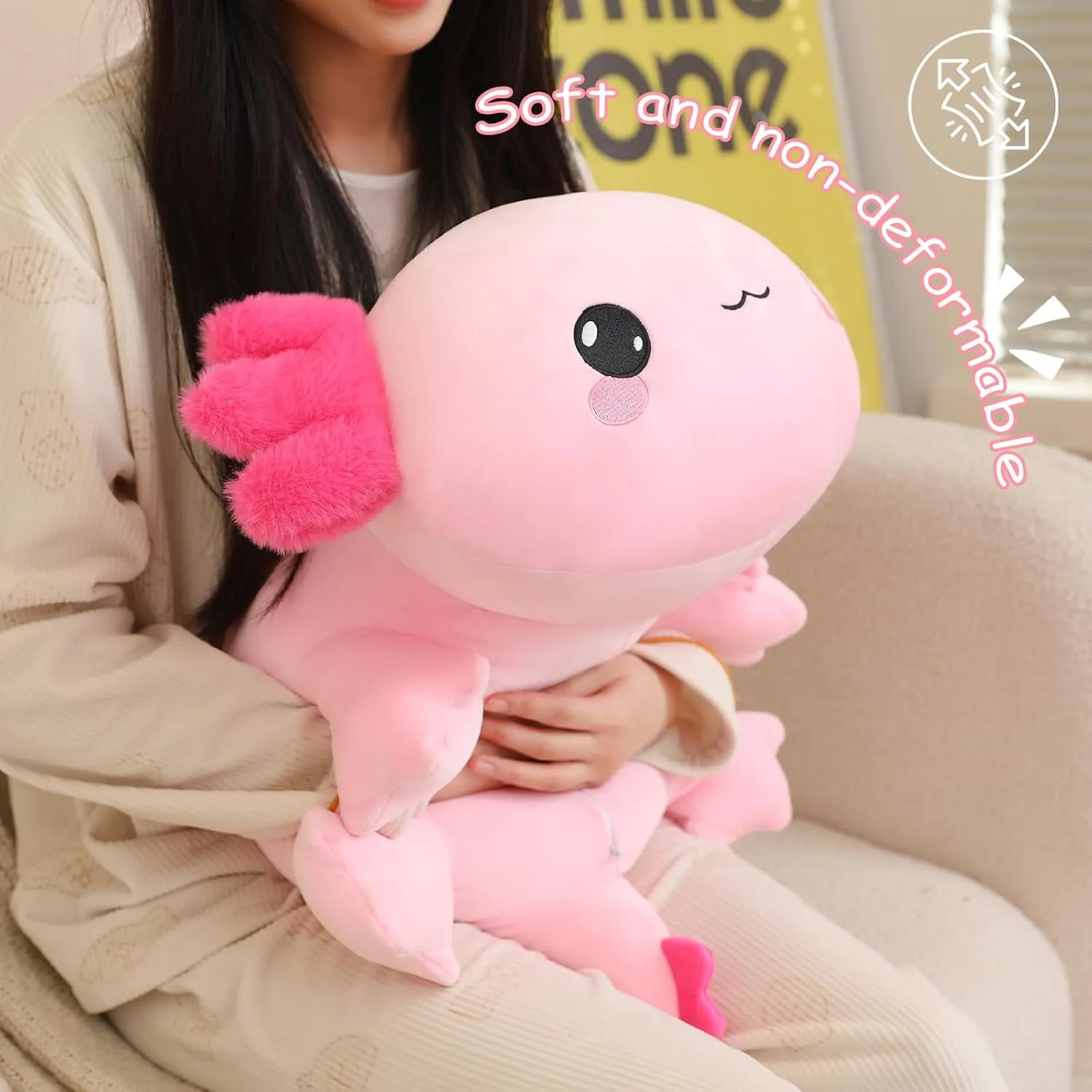 Plushies Soft Pink Pillow Toy Gift for Kids seventeenth Adults 23.6 Inch, 3.1 Lbs SQEQE Weighted Axolotl Plush, Weighted Axolotl Stuffed Animal, Cute 