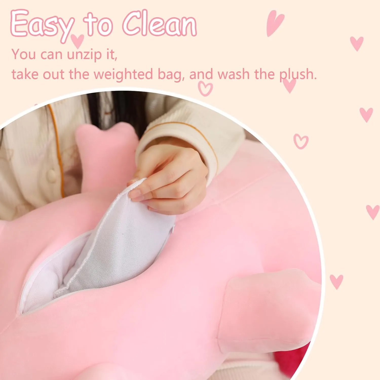 Plushies Soft Pink Pillow Toy Gift for Kids seventeenth Adults 23.6 Inch, 3.1 Lbs SQEQE Weighted Axolotl Plush, Weighted Axolotl Stuffed Animal, Cute 