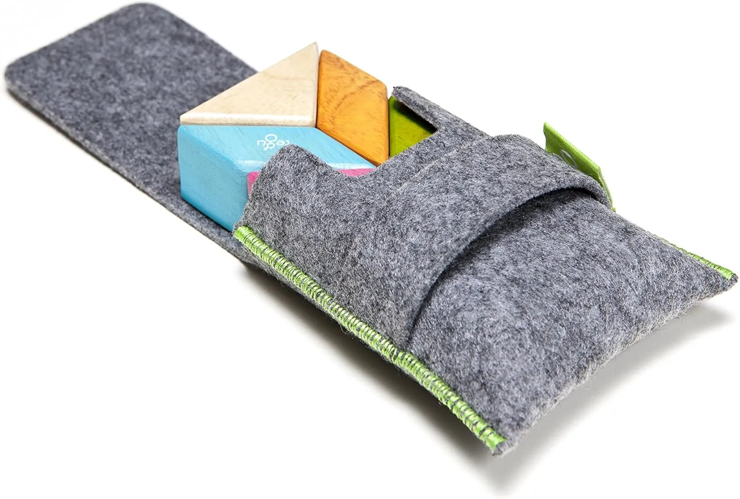 Pocket Pouch Prism ambiguous monotonous abut Magnetic Wooden Block Set, Tints 6 Piece Tegu 