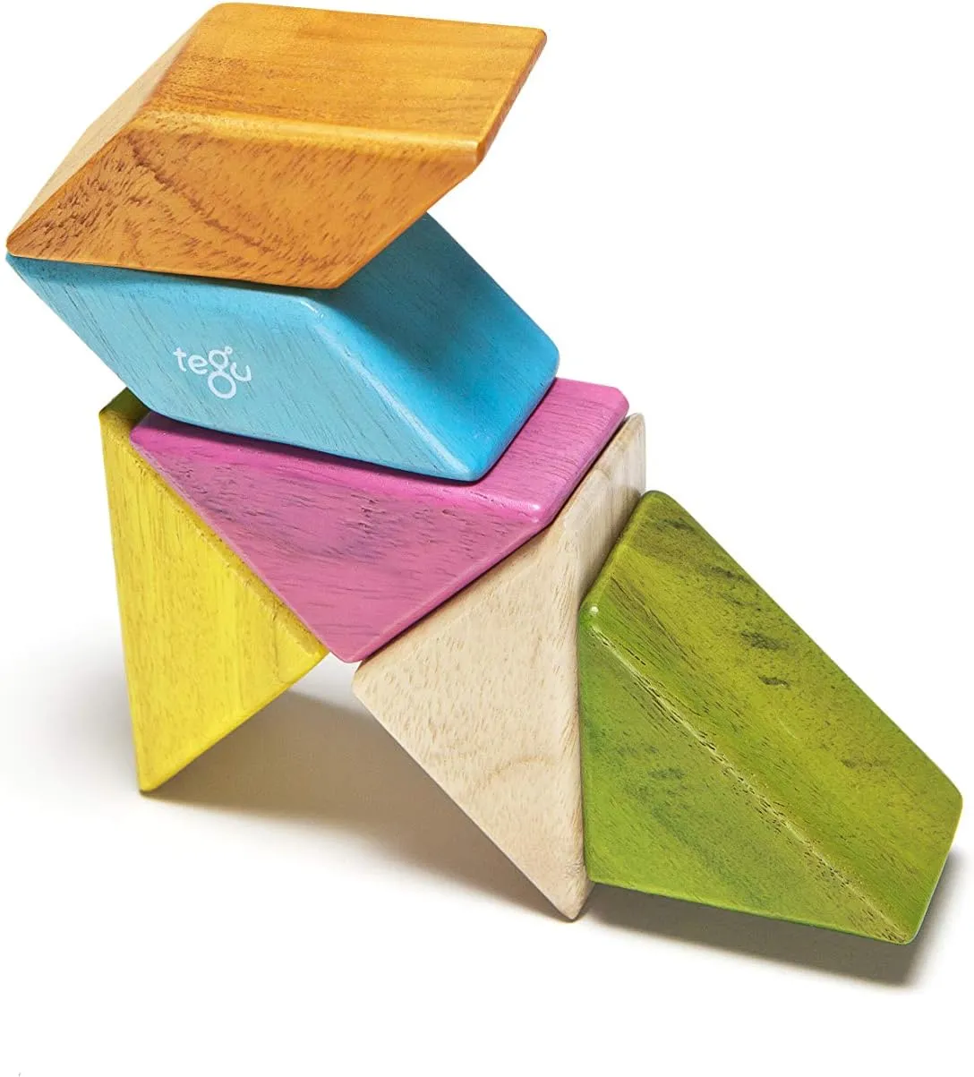 Pocket Pouch Prism ambiguous monotonous abut Magnetic Wooden Block Set, Tints 6 Piece Tegu 