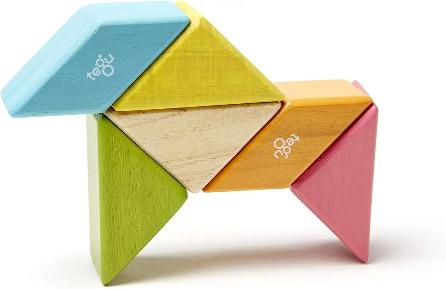 Pocket Pouch Prism ambiguous monotonous abut Magnetic Wooden Block Set, Tints 6 Piece Tegu 