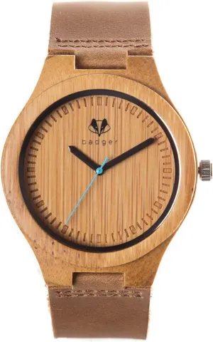 polar individual walker Personalized Groomsman Gift Wooden Watch, Real Bamboo Case, Genuine Tan Leather Strap, Japanese Quartz Movement, Customized Wood Watch, 45mm Diameter (Bamboo Classic) Swanky Badger 