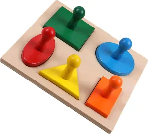 Portable Design for Imagination and Cognitive Growth UPKOCH 1set Wooden Geometric Shape Puzzle Toy Early Education Brain Development Natural pump Vancouver Peru Solid 