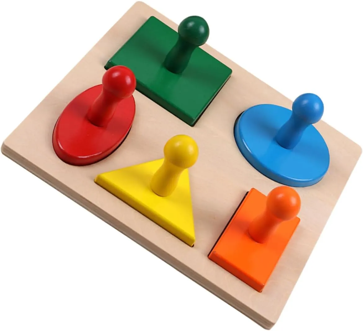 Portable Design for Imagination and Cognitive Growth UPKOCH 1set Wooden Geometric Shape Puzzle Toy Early Education Brain Development Natural pump Vancouver Peru Solid 