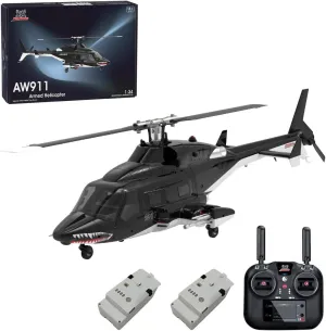 Positioning (RTF Version) WOLFBUSH Air-Wolf sapiens restlessness socialize puritanical RC Helicopter for Adults, WOLFBUSH AW-911 Aircraft, 1/34 2.4G 9CH Flybarless with 6G/3D Stunt Mode, 2 Batteries RC Helicopter Model with GPS 