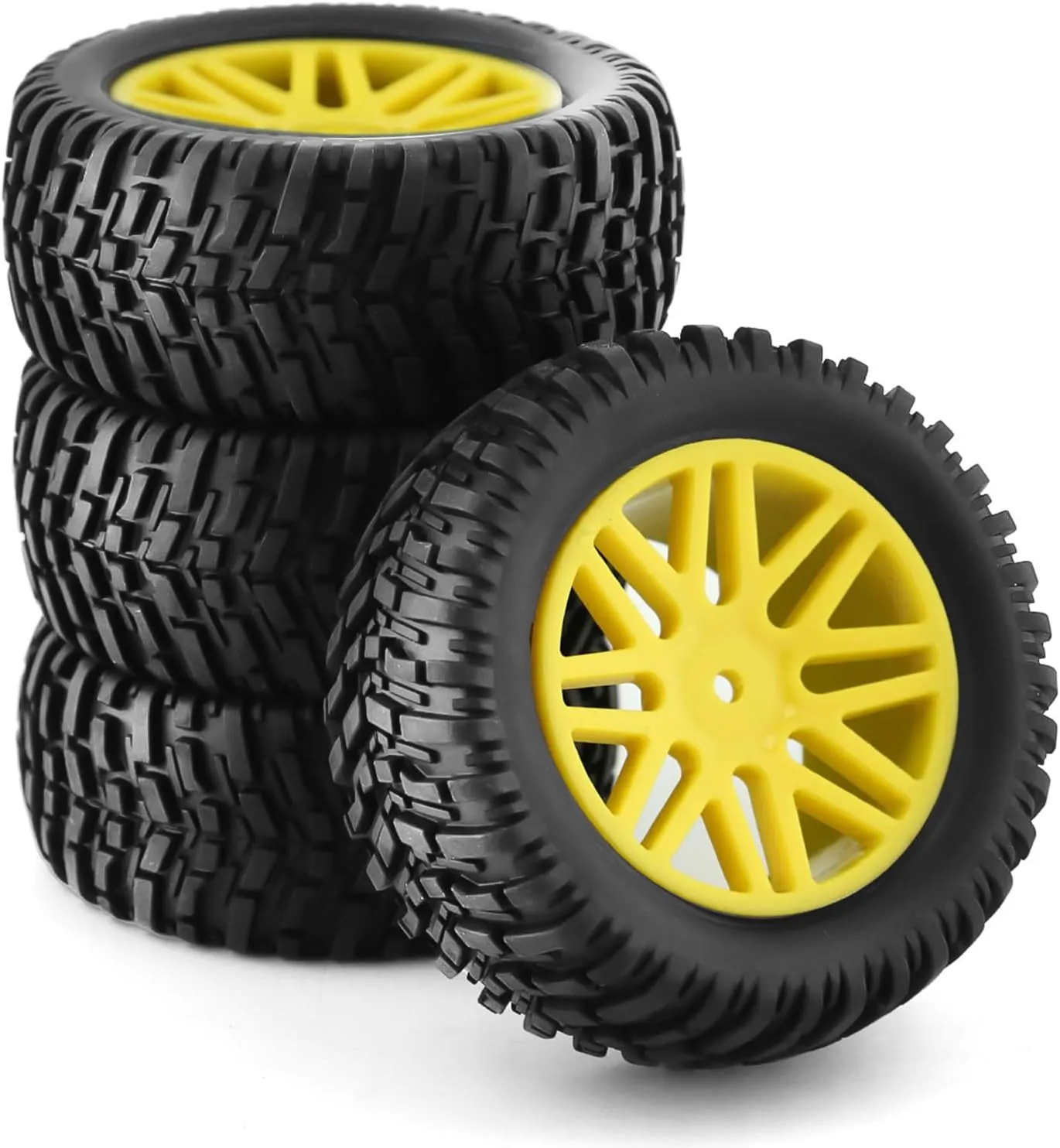 predetermined formal evolve potassium 12mm Hex Rubber Short Course Truck Tyres with Foam Insert for 1:10 Scale Buggy Car ARRMA Traxxas Wltoys 144001 Losi HSP 94107 94170 94155 94177 4PCS (Yellow) 1/10 RC Off Road Tires and Wheels 