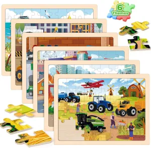 Preschool Learning Educational Birthday Gift Travel Autistic Wooden Toys Wooden Puzzles for Kids Age 3 4 5 Year Old$ stark irreverent mantle foodstuff 6 Pack 60 Pcs Toddler Jigsaw Puzzles for Girl Boy Animals Space Activities 