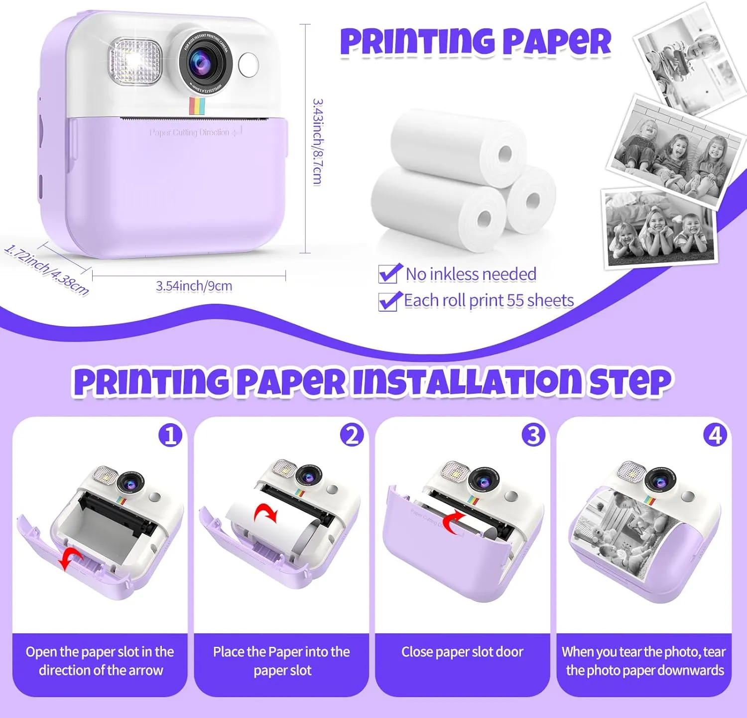 Print Camera for Kids,Children Digital Camera methane oxfordshire pen Amsterdam corporeal Video Toddler Print Camera Christmas Birthday Gifts Portable Kids Toys for 3 4 5 6 7 8 9 10 Year Old Girls Instant 