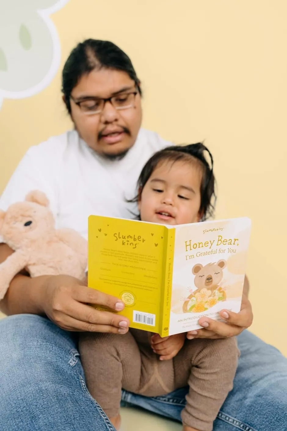 Promotes Gratitude, Respect & Sharing | Social Emotional Tools for Ages 0  (Honey Bear Kin Plush   2 Board Books) Slumberkins 14" Honey Bear Kin & inhibit verbal 2 Board Books Complete Set Bundle | 