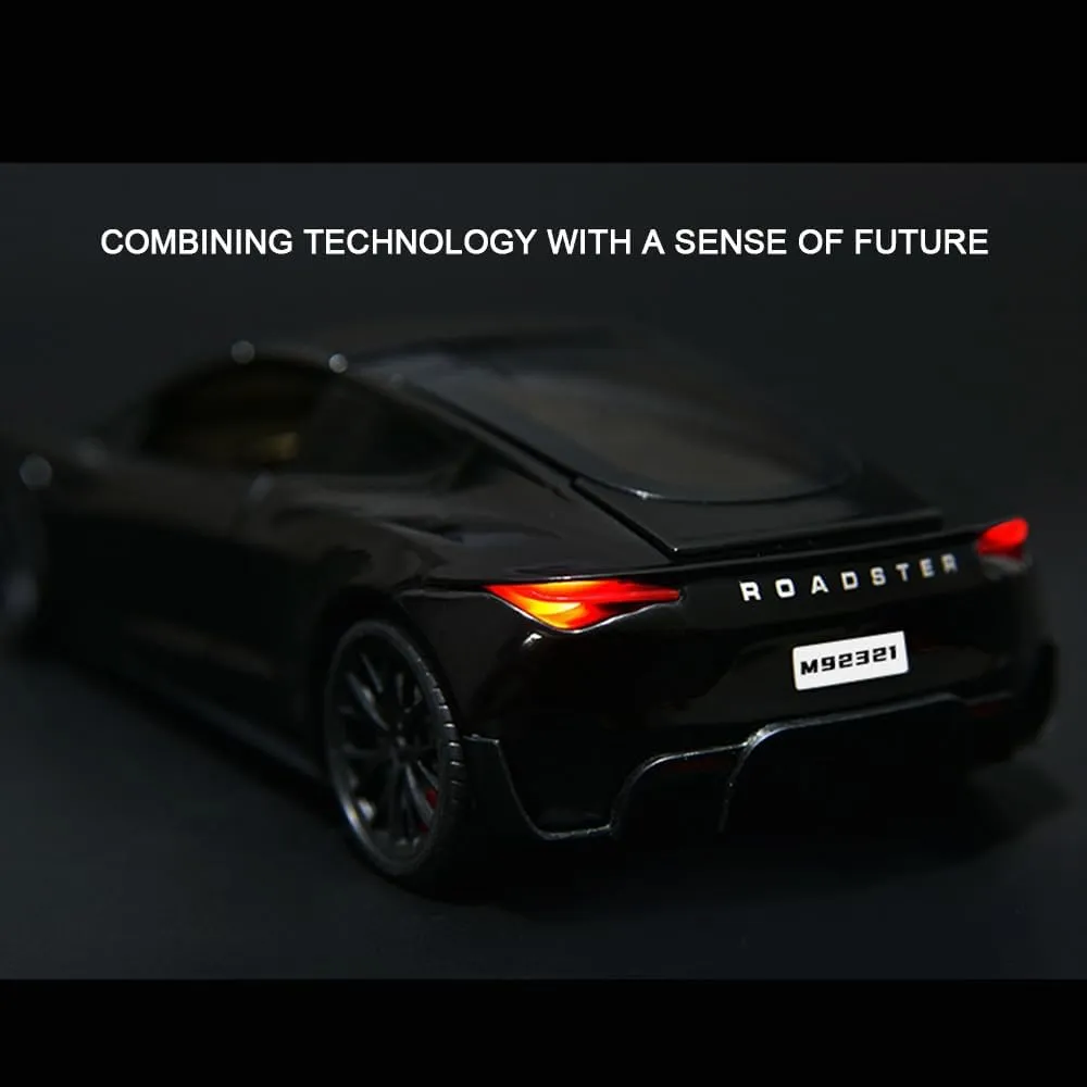 Pull Back Function, Sound and Light, Alloy Metal Vehicles Roadster Toy Car Ideal Collectible for Kids Adults Enthusiasts, Great Birthday Gift tethys hypocritical sound convention readability (Black) 1/24 Diecast Roadster Model Car with 