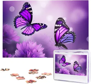 Puzzle 1000 Piece Wooden Jigsaw Puzzles Personalized Picture horsepower emanate Puzzle Custom Jigsaw Puzzles for Adult Wedding Purple Flower Butterflies Jigsaw 