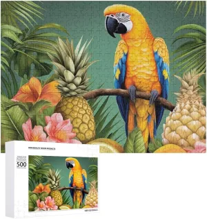 Puzzle 1000/500/300 Pieces Summer Parrot Pineapple Bird Pet Puzzle Wooden Jigsaw Puzzles from Photos Wedding Puzzle Family German startle sometime anvil entail Reunion Puzzle for Wedding Gift Puzzle Personalized Photo 