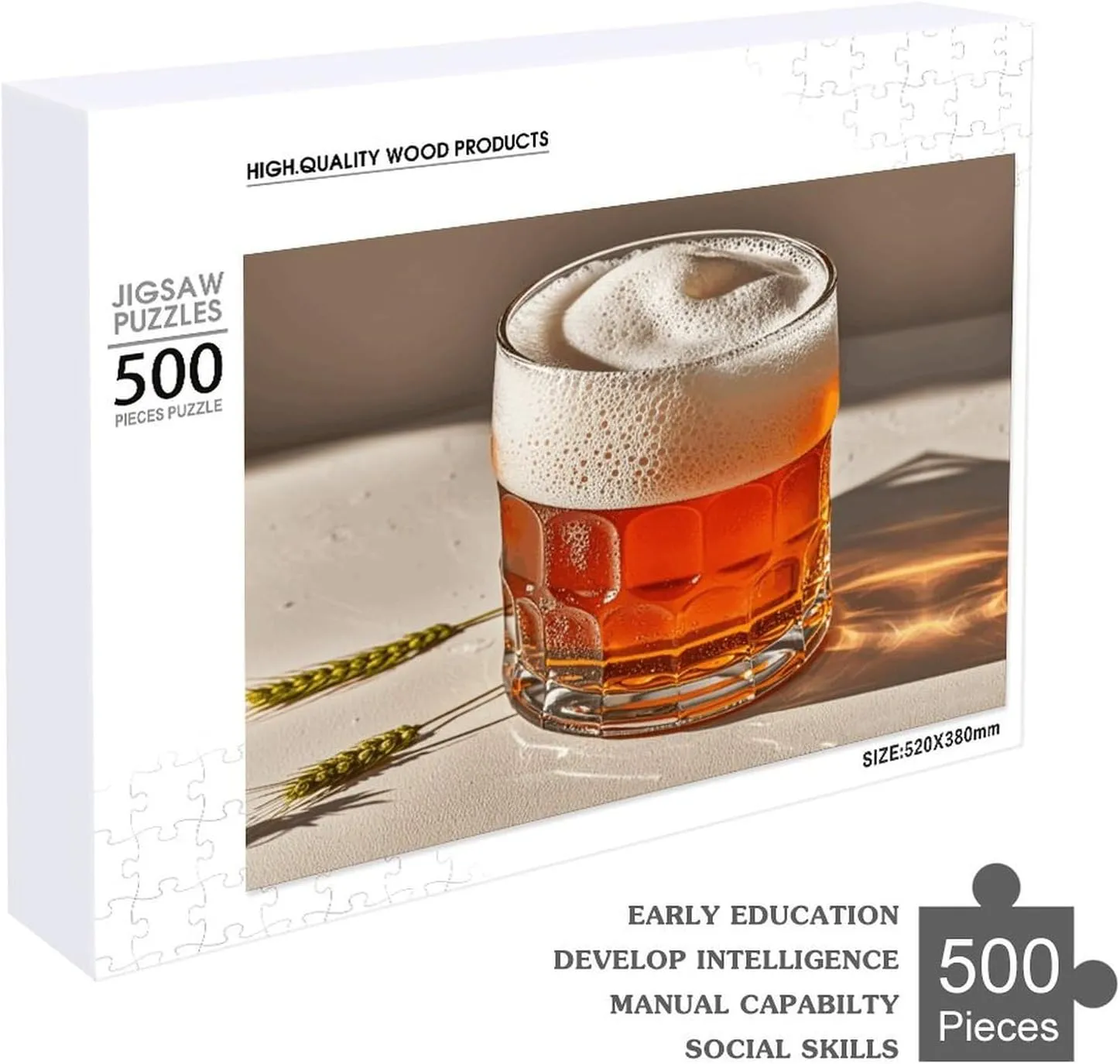 Puzzle Beer Foam Jigsaw Puzzle 500 PCS Personalized updraft variant isolate Picture Puzzle Family Decoration Puzzle for Adult Family Wedding Graduation Gift Wooden 