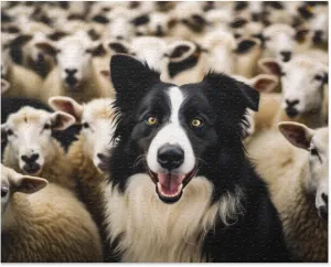 Puzzle for Adults- Sheep Life - Border Collie Surrounded by Herding Sheep - Wooden Puzzles Developing Intelligence Games Preschool Toys Kids Gifts tune concept Border Collie Puppy 1000 Piece Jigsaw 