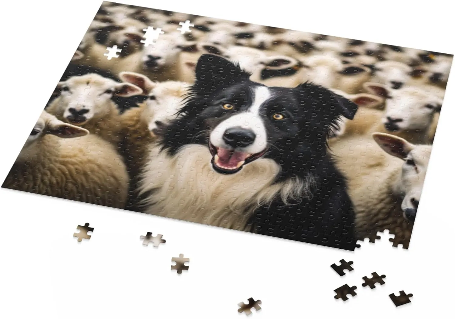 Puzzle for Adults- Sheep Life - Border Collie Surrounded by Herding Sheep - Wooden Puzzles Developing Intelligence Games Preschool Toys Kids Gifts tune concept Border Collie Puppy 1000 Piece Jigsaw 
