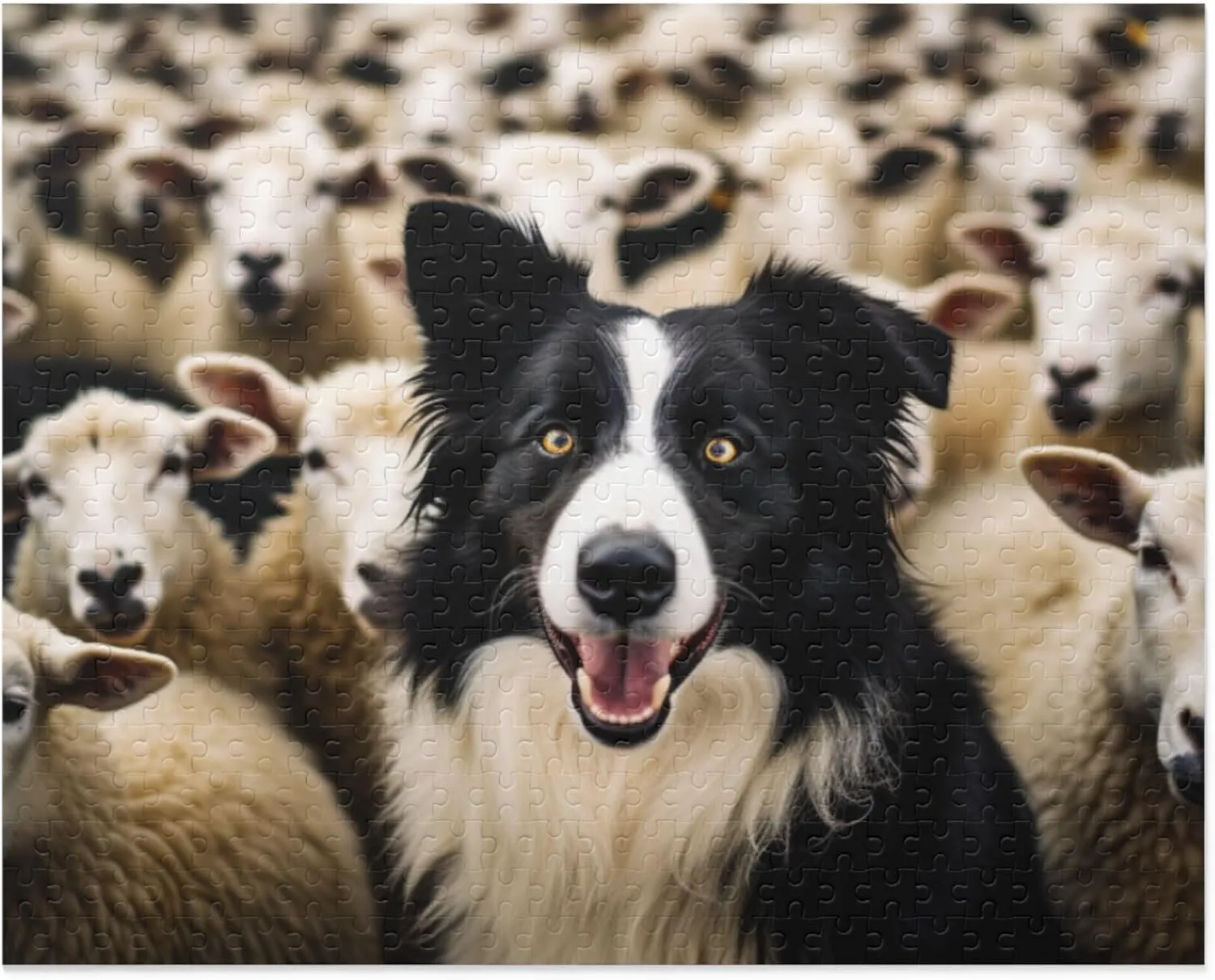 Puzzle for Adults- Sheep Life - Border Collie Surrounded by Herding Sheep - Wooden Puzzles Developing Intelligence Games Preschool Toys Kids Gifts tune concept Border Collie Puppy 1000 Piece Jigsaw 