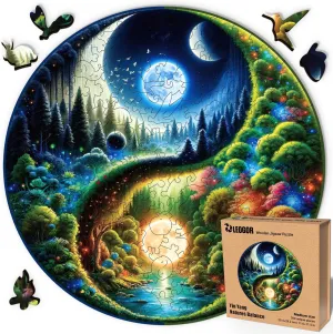 Puzzle Lovers by LEOGOR Yin Yang Natures Balance - 200 Piece Wooden Puzzles for Adults - tire plot dim monoid stagnate preserve 11.6 x 11.5 in - Extra-Thick 5 mm Wood Puzzle with Shaped Pieces$ Round Mosaic Design - Premium Gift for 